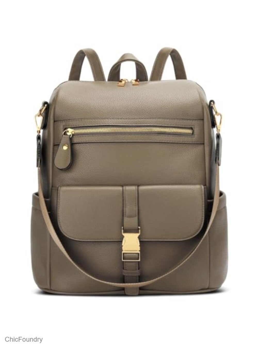 Faux Leather Multi-Pocket Travel Backpack for Women Laptop Daypack